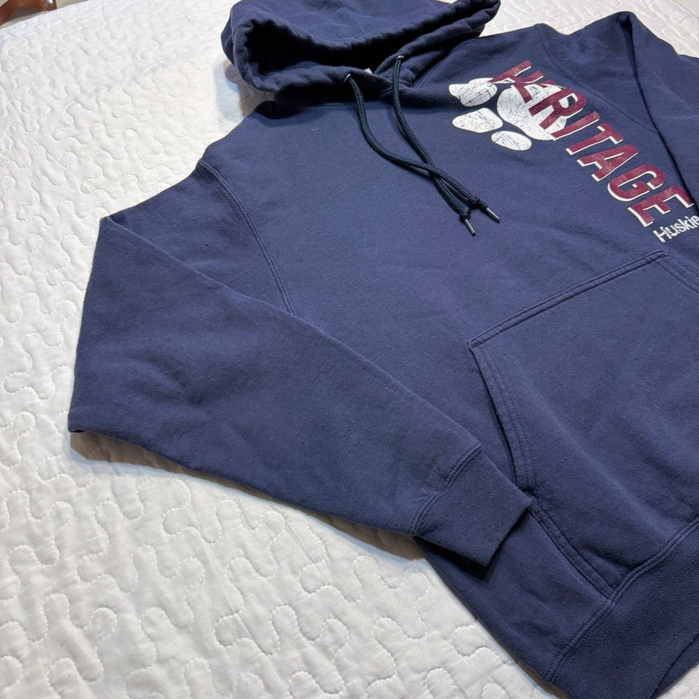 Men S Hoodie Navy Blue Heritage Huskies Graphic Core Fleece COLLEGIATE VINTAGE